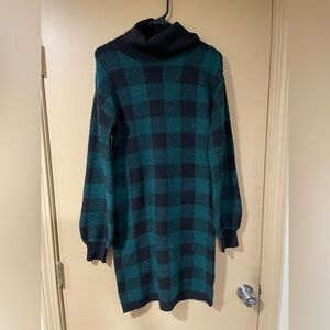 Maurices Green and Black Checkered Turtleneck Sweater